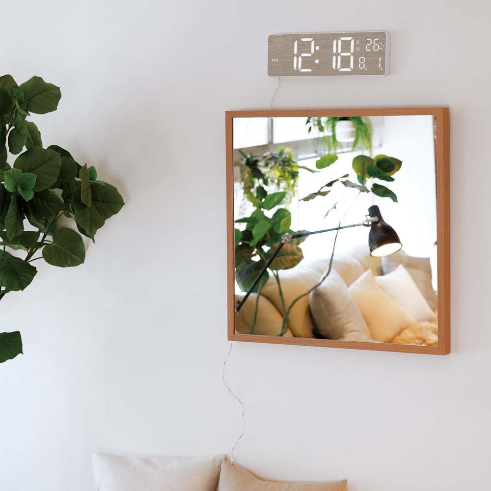 置時計 置き掛け兼用 SLOWER LED Wi-Fi クロック Camino カミーノ ホワイト ウッド SLW429 wifi AC USB アダプター付