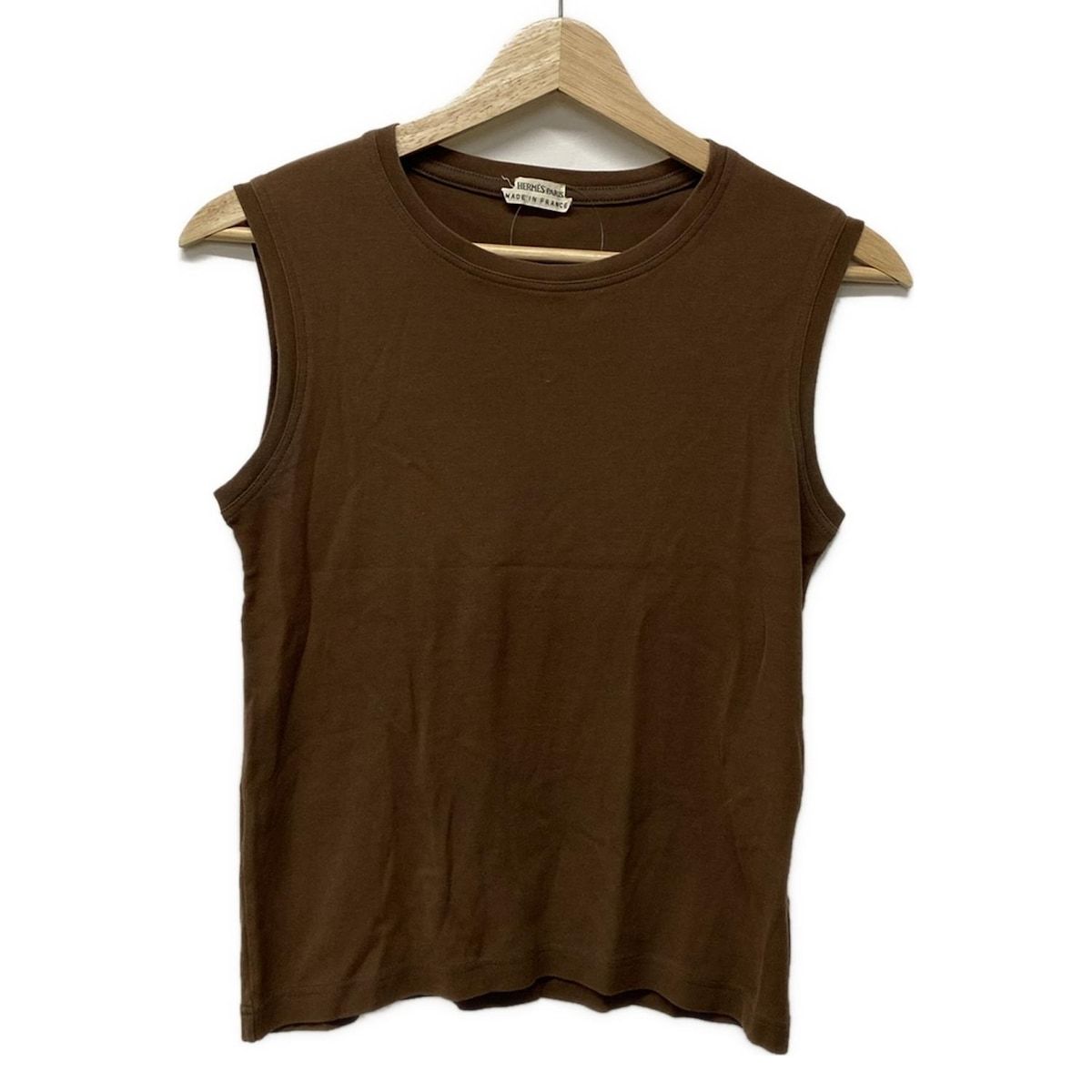 HERMES エルメス ノースリーブカットソー サイズ38 M レディース - ダークブラウン クルーネック
