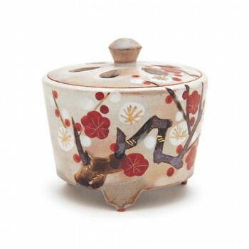 日本香堂 香炉 乾山手 紅白梅 京焼 清水焼 79638