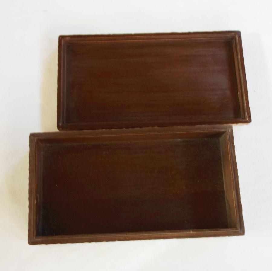 木彫りの硯箱（長方形） リンドウ 信州農民美術品 - メルカリ