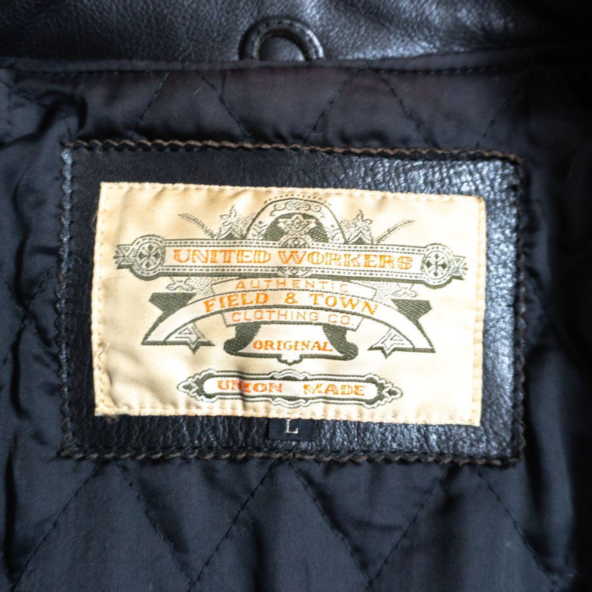 希少】united workers【90s/レザー カーコート】L ユナイテッド