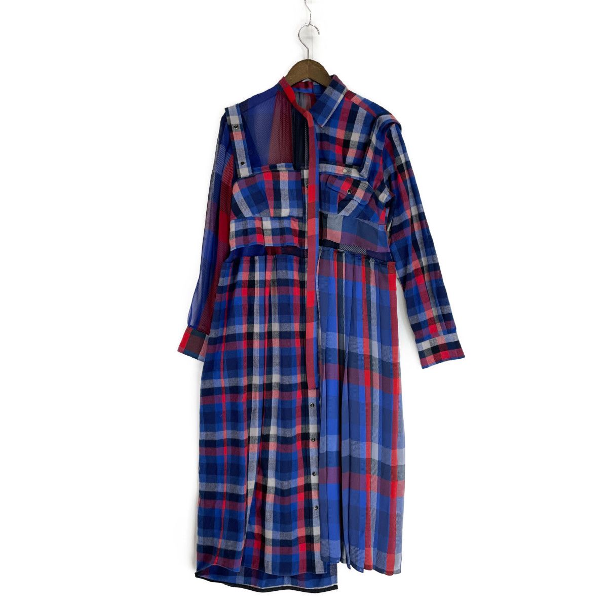 sacai サカイ 22年製 マルチカラー チェック プリーツワンピース 