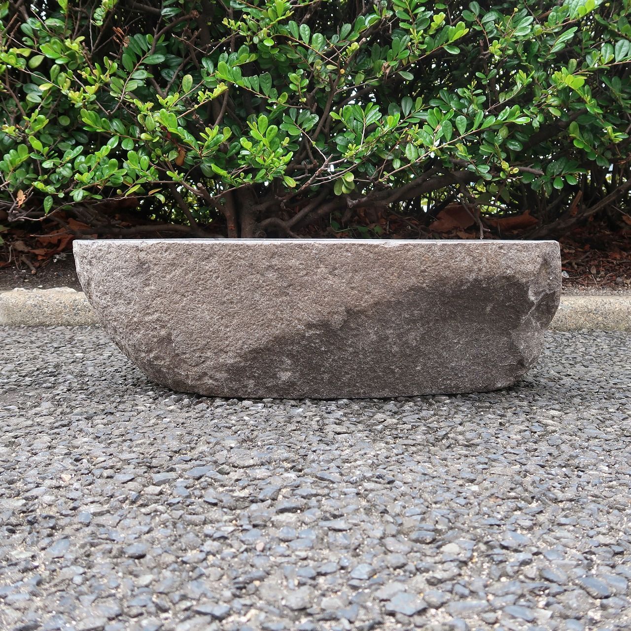 天然石をくり抜いた手水鉢 リバーストーン M 47X38 つくばい 睡蓮鉢 すいれん鉢 メダカ鉢 めだか鉢 ガーデン 坪庭 筧 石材 250924