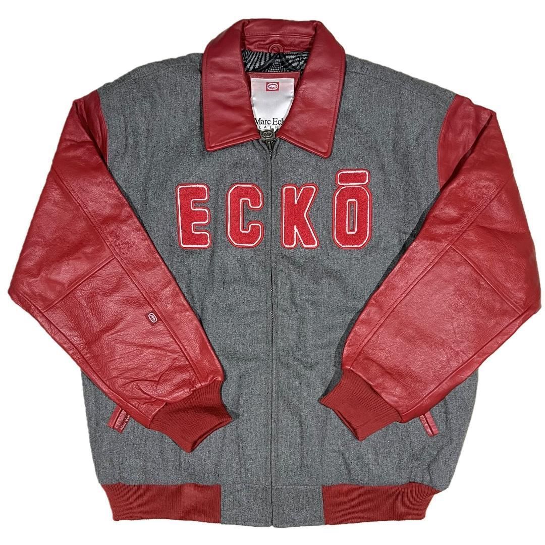 ECKO UNLTD　バックデカロゴ　PUレザー　スタジャン　XXL ECKO UNltd エコー アンリミテッド レザーパッチ ジャケット