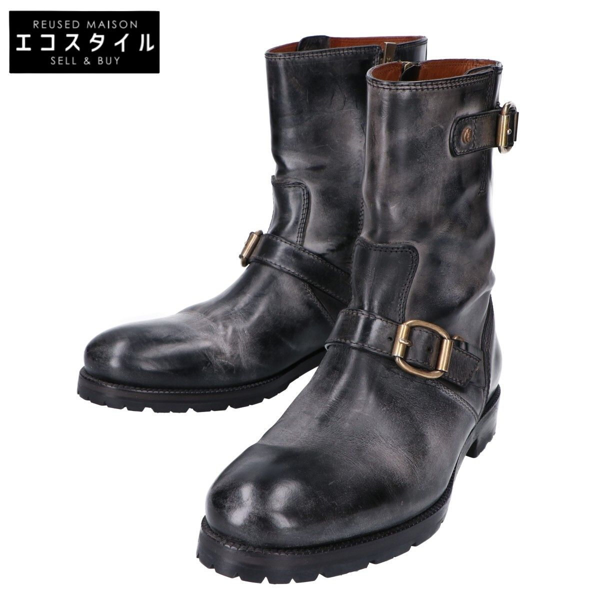 JIMMY CHOO ジミーチュウ 【美品】サイドジップ エンジニアブーツ 43