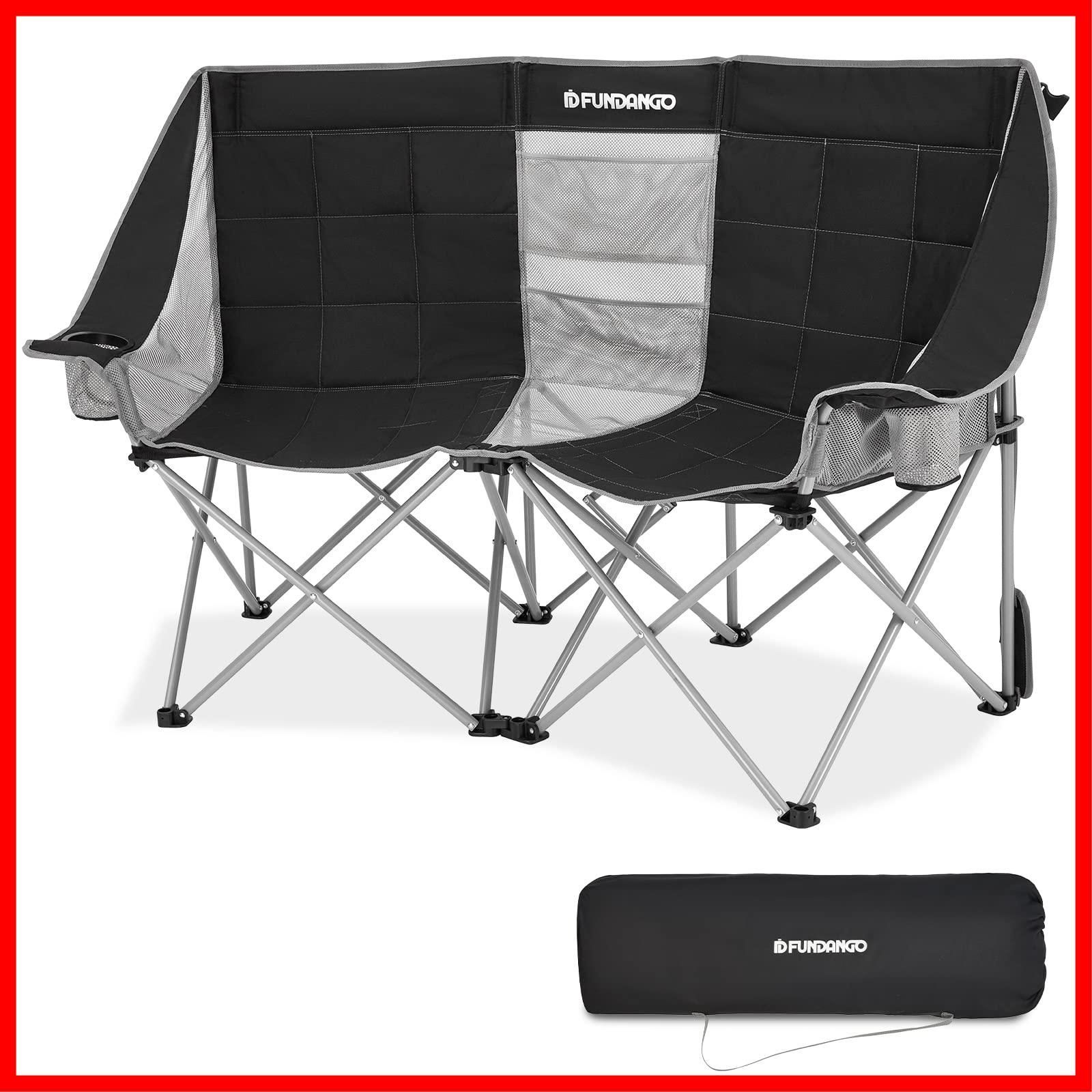 キャンプ チェア 心地二人用 2人掛け コンパクトカップルチェア 収束式 瞬間収納 アウトドア ソファチェア カップホルダー 収納バッグ 折りたたみ椅子 付き 釣り 登山 ガーデン FUNDANGO 室内 より安定 耐荷重200kg SKLAD-KIRPICHA_RU