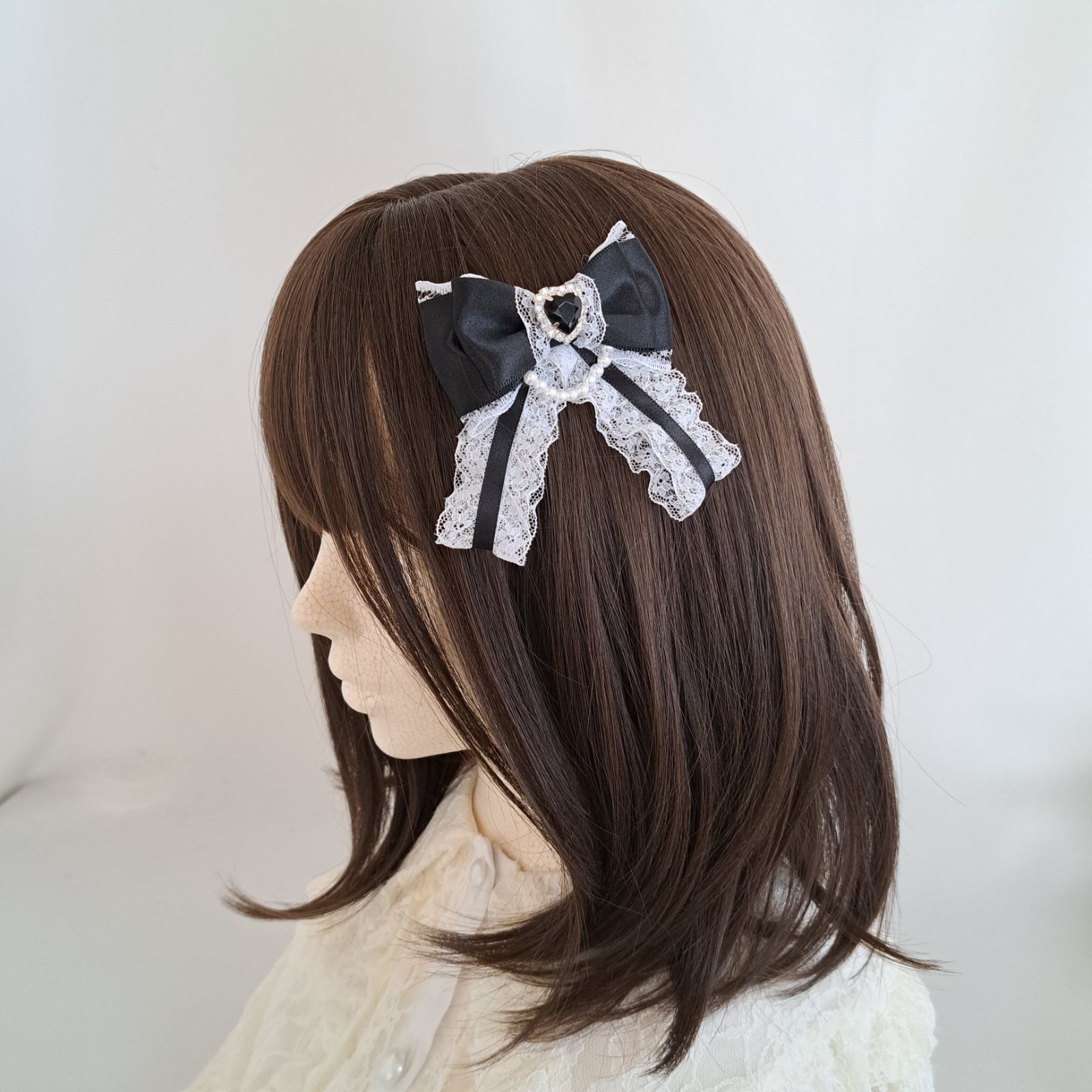 黒リボン装飾ヘアクリップ 楽天市場】ヘアクリップ 全3種 リボン ベロア りぼん 黒