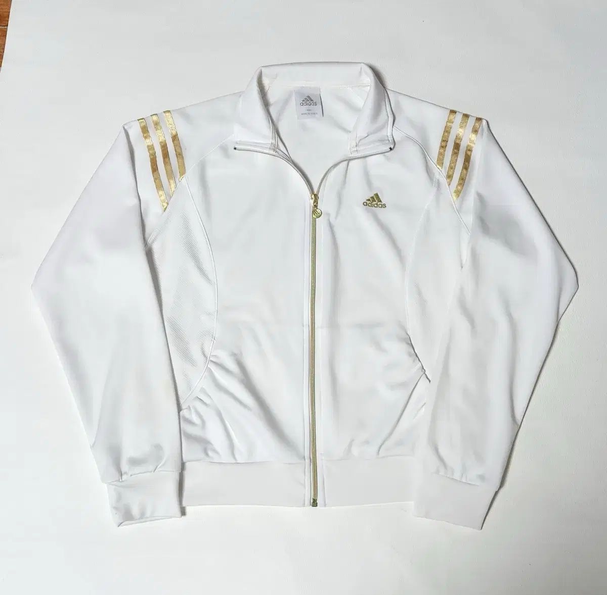 adidas アディダス 3本線 白 x ゴールド オーバーサイズ トレーナー ジャージ