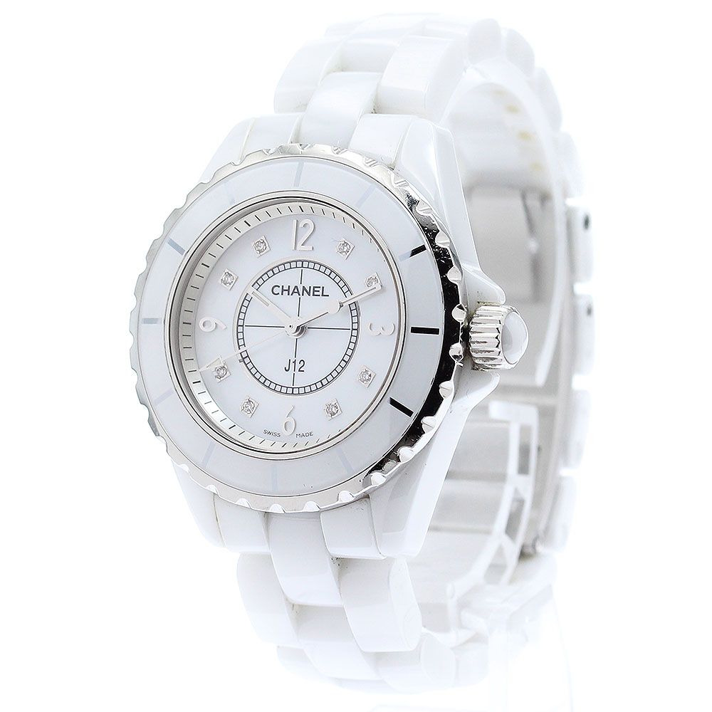 シャネル CHANEL H2422 J12 33ｍｍ  白セラミック 8Pダイヤ クォーツ レディース_874008