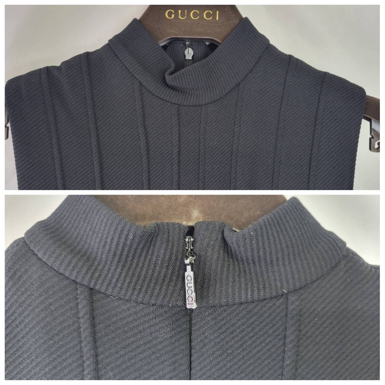 グッチ ノースリーブ ひざ丈ワンピース ブラック サイズXS