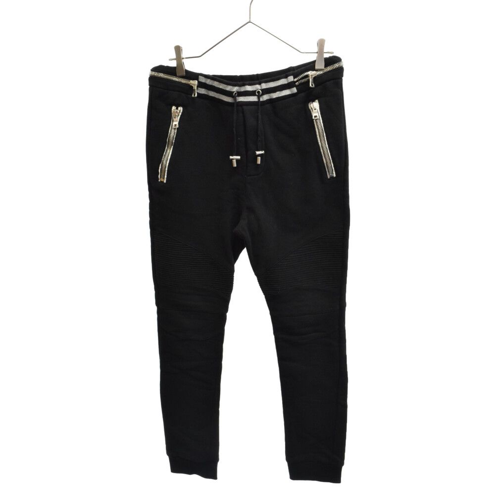 BALMAIN バルマン 18AW バイカー ジップ トラックパンツ W8H5584J093 ブラック BALMAIN (バルマン) 18AW zip-detail biker track pants W8H5584J093