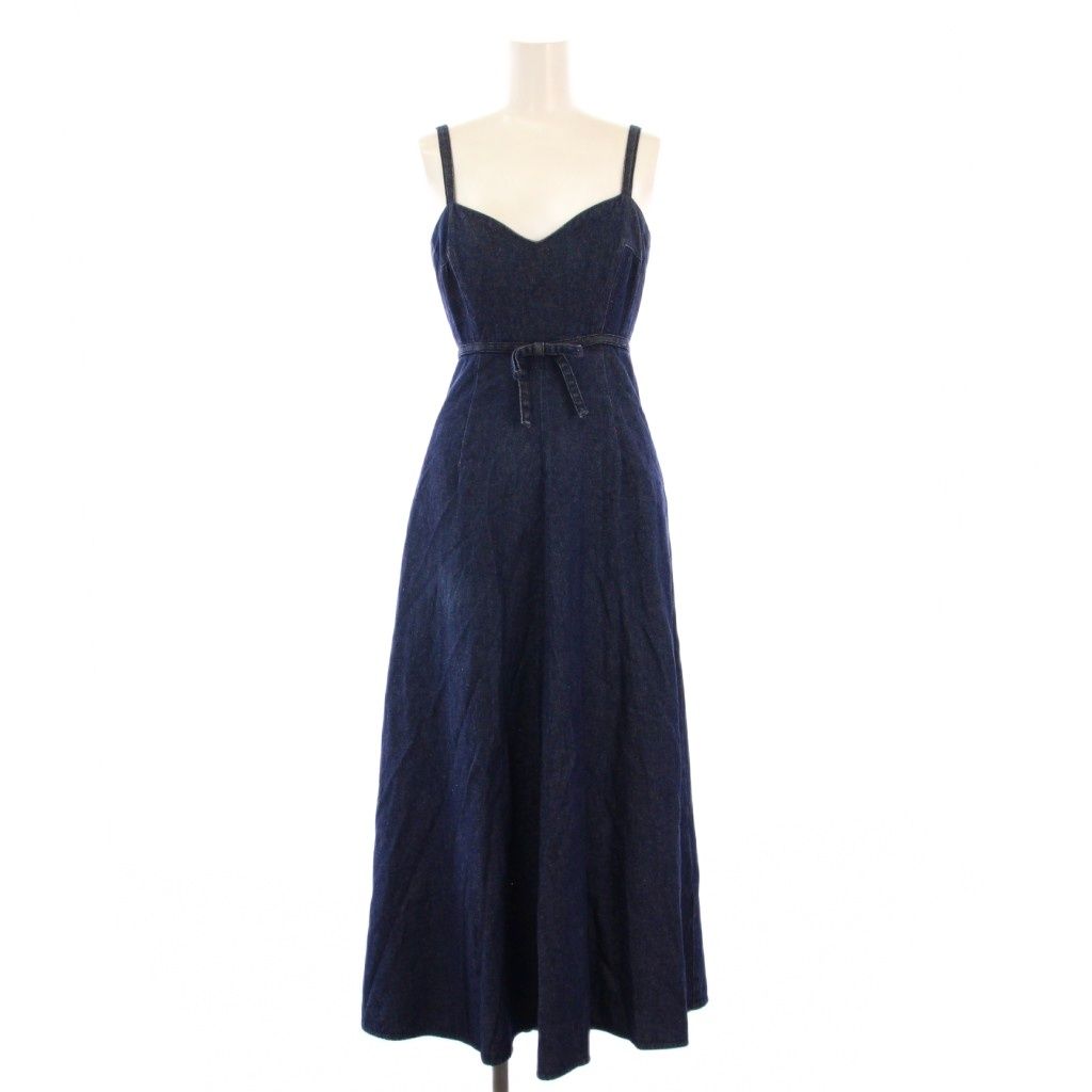 ケイトスペード KATE SPADE フ ワンピース マキシ ロング キャミソール デニム リボン 0 インディゴ BB