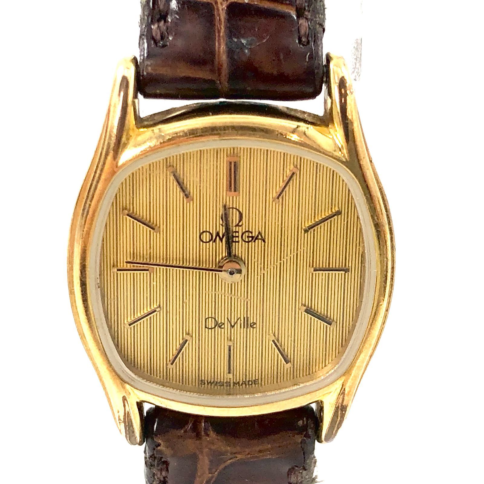 OMEGA オメガ Deville デビル レザー×SS/QZ プッシュ式リューズ