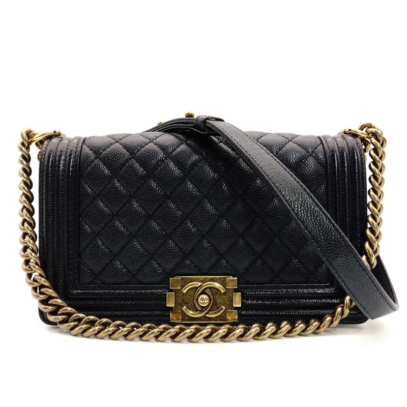 シャネル CHANEL ボーイシャネル キャビアスキン ネイビー
