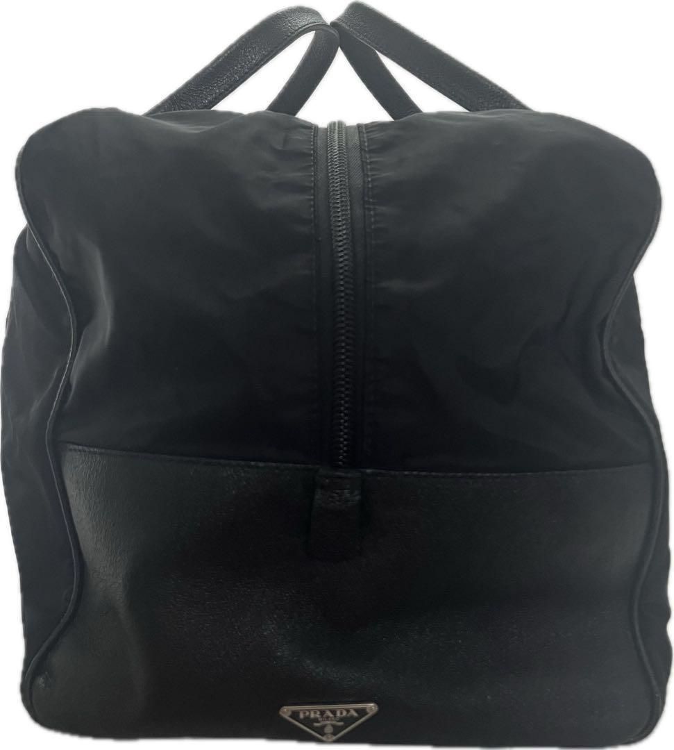希少 プラダ ボストンバッグ 2WAY テスート 三角プレート ブラック 大容量 PRADA ボストンバッグ ブラック 三角ロゴ テスートナイロン 大