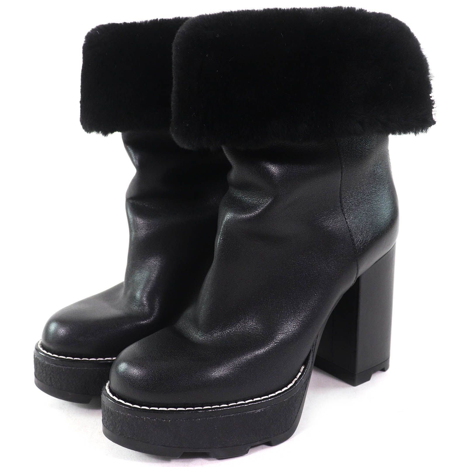 ルイヴィトン 黒レザーショートブーツ ロゴ入りジッパー付き ルイヴィトン 黒レザーショートブーツ ロゴ入りジッパー付き