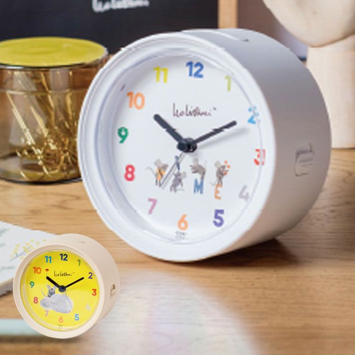 目覚まし時計 子供 おしゃれ マウス ネズミ 置き時計 Leo Lionni Alarm Clock ホワイト ベージュ 時計 キッズ 静か アナログ アート 北欧 ナチュラル キャラクター スヌーズ プレゼント ギフト 子供 