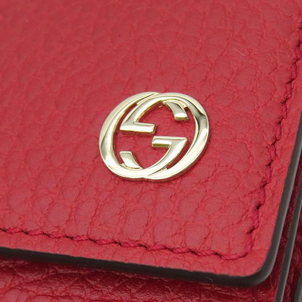 グッチ GUCCI 二つ折り財布 インターロッキングG レザー レッド グッチ GUCCI 二つ折り財布 インターロッキングG レザー レッド