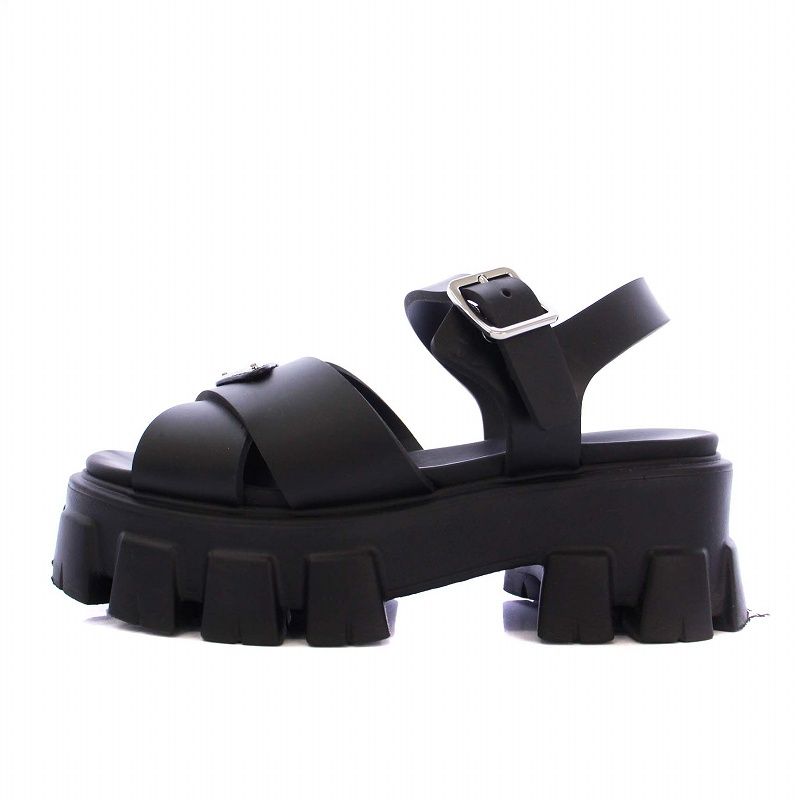 PRADA　プラダ　モノリスラバー　トライアングル　三角ロゴ　厚底　サンダル PRADA プラダ モノリスラバー トライアングル 三角ロゴ 厚底