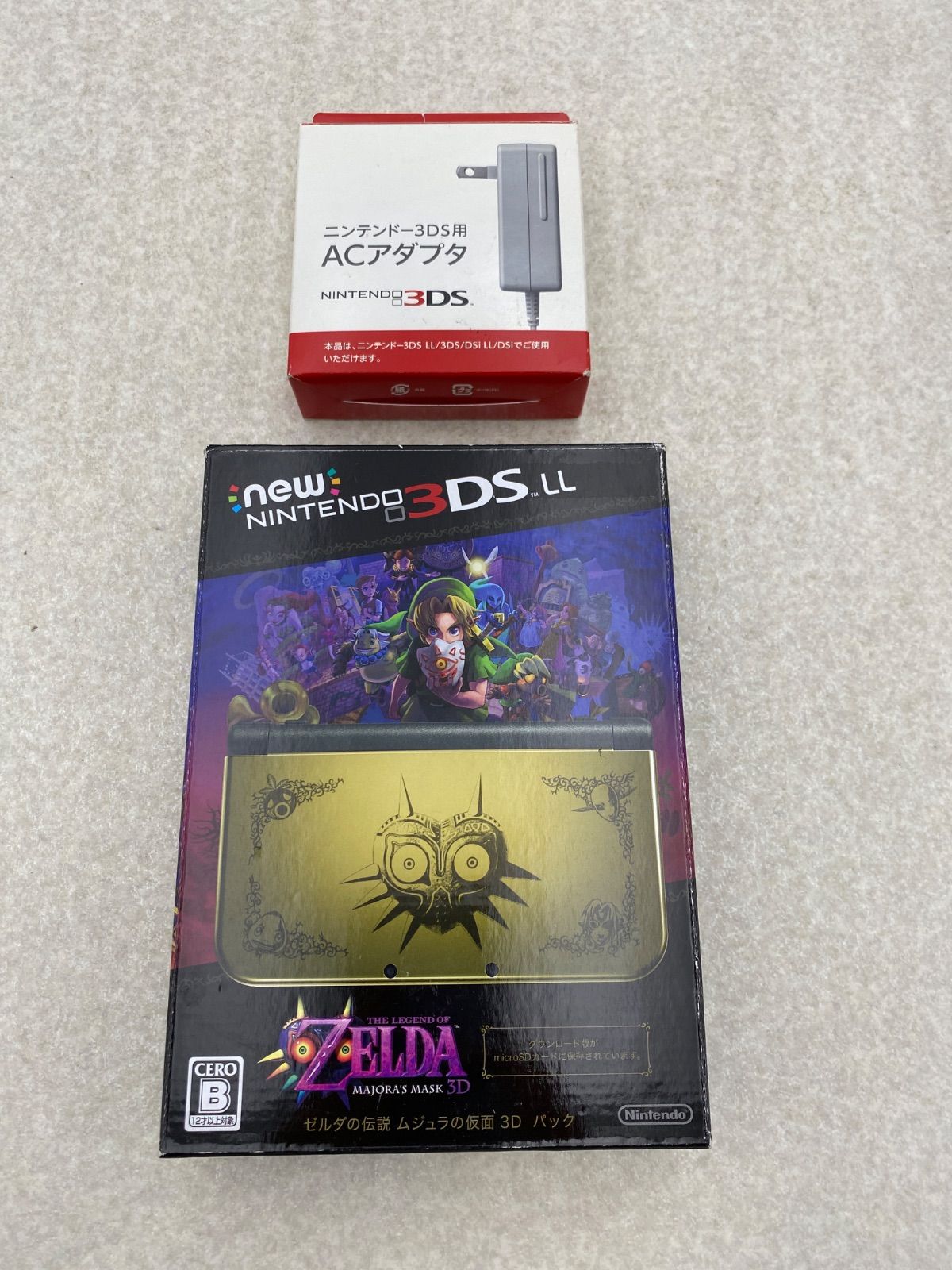 Newニンテンドー3DS LL 本体 ゼルダの伝説 ムジュラの仮面3Dパック アダプター付き