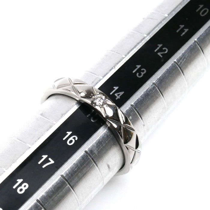 CHANEL シャネル Pt950プラチナ マトラッセ 1P ダイヤ リング・指輪