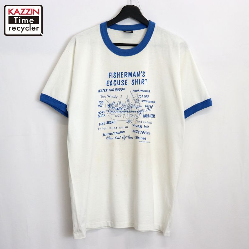 80s USA製 vintage SCREEN STARS プリント リンガーTシャツ メンズ