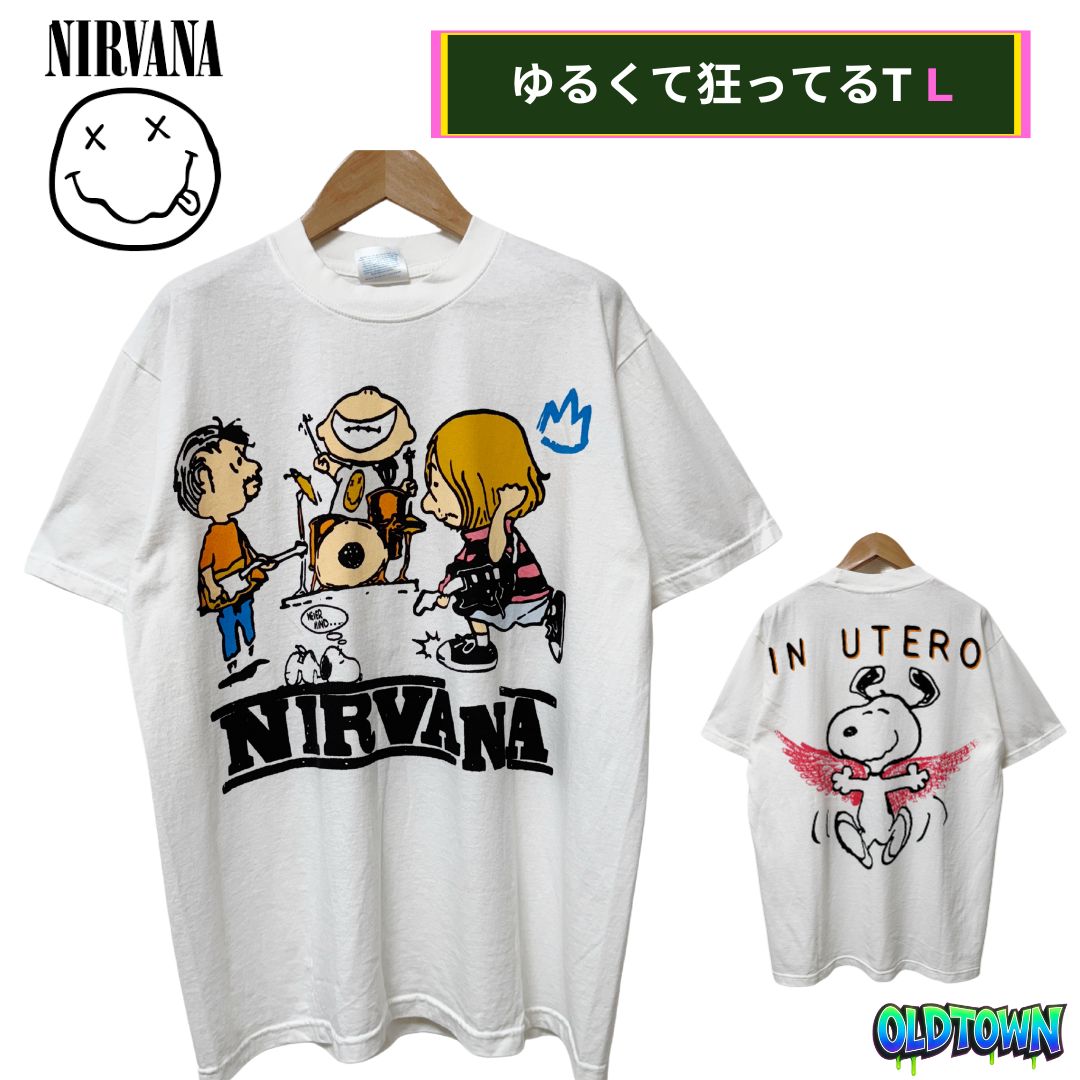 ニルヴァーナ スヌーピー Tシャツ Lサイズ ホワイト 00s 90s