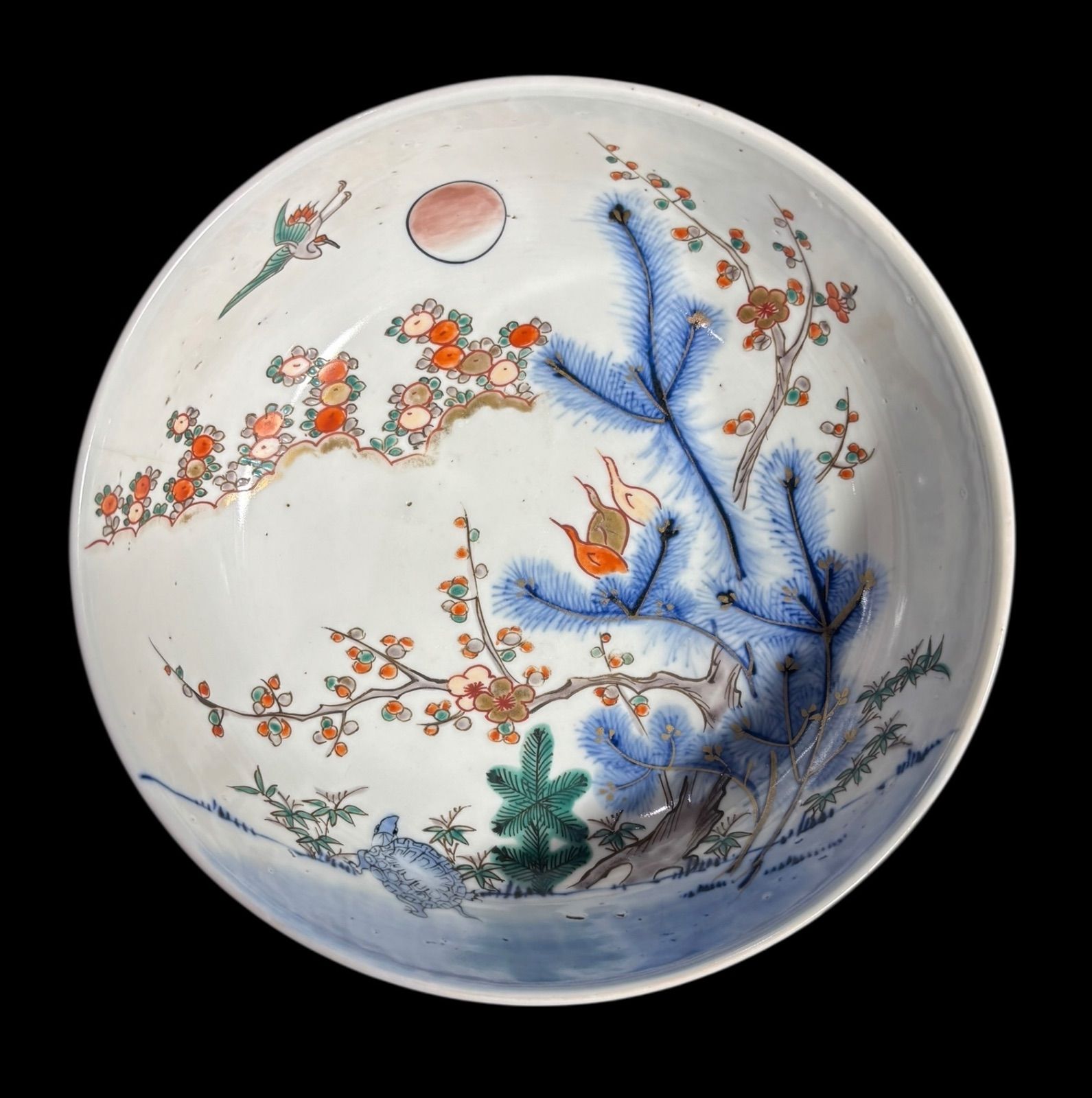 古い伊万里色絵鮑変形皿/金継有田唐津焼江戸明治骨壷/手描囃子大原女/栄螺貝大鉢皿 骨董品 古伊万里 有田焼 明治時代 錦手金彩色絵 飾り皿 大皿