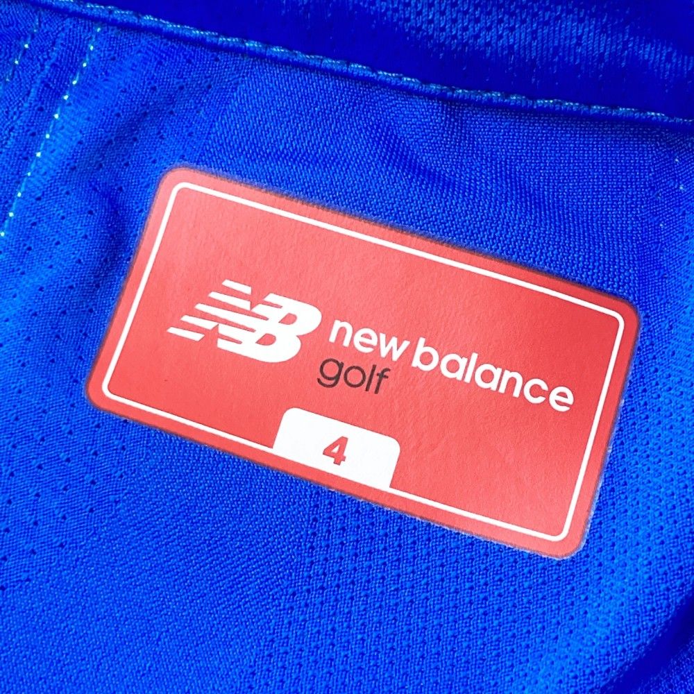 サイズ：4 NEW BALANCE GOLF ニューバランス  半袖ポロシャツ ロゴプリント 総柄 ブルー系 [240101401185] ゴルフウェア メンズ ストスト NEW BALANCE GOLF ニューバランス 半袖ポロシャツ ロゴ総柄