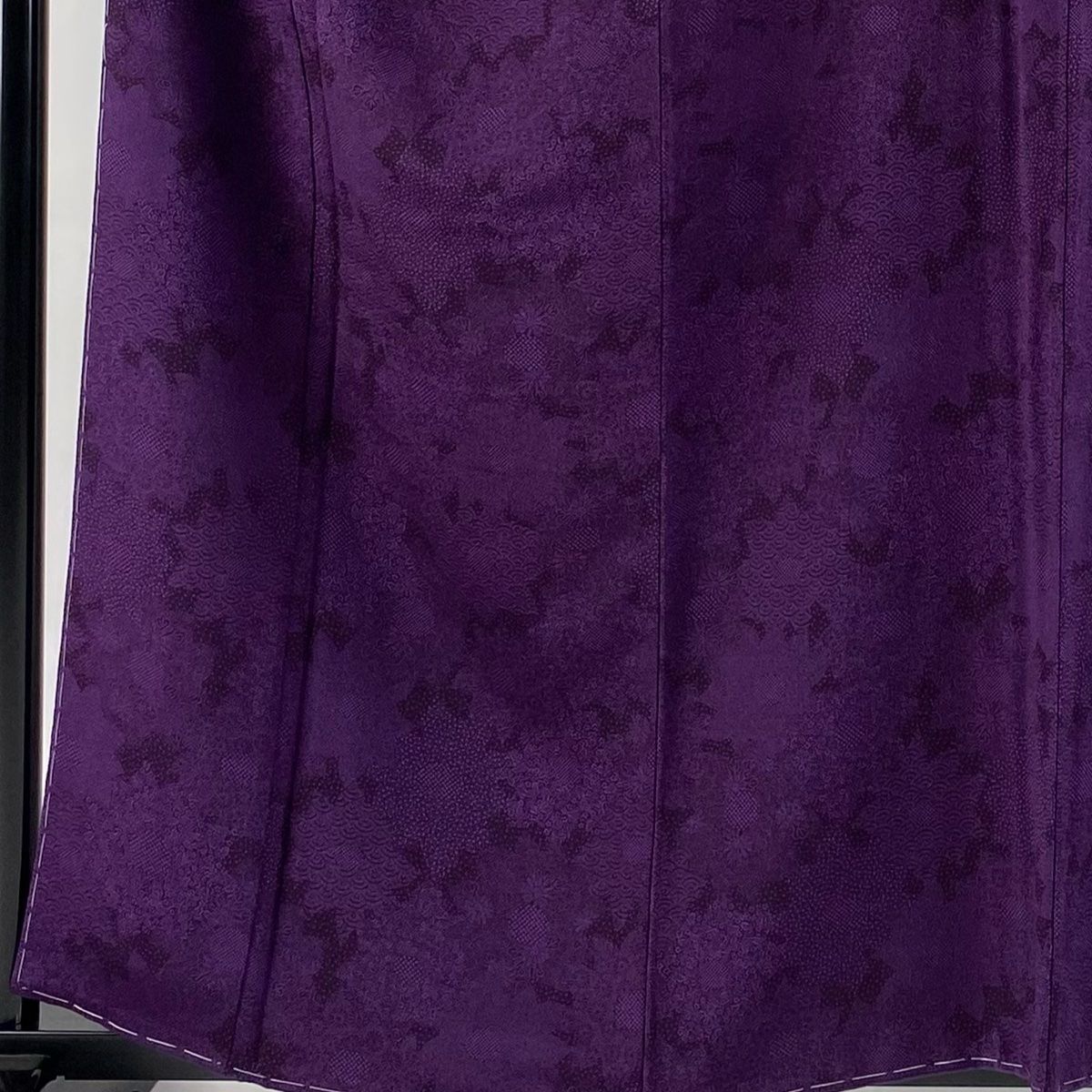 江戸小紋 身丈160cm 裄丈64cm M 袷 人間国宝 中村勇二郎 落款 寄せ柄 菊 紫 正絹