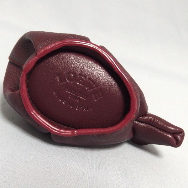 美品☆LOEWE アニマル コインケース レザー 牛 ボルドー COW ウシ  