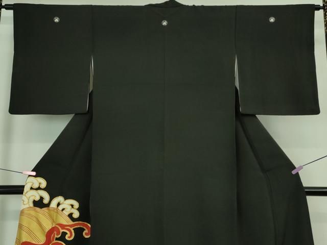 平和屋本店□極上 セミアンティーク 人間国宝 五代 田畑喜八 黒留袖 駒