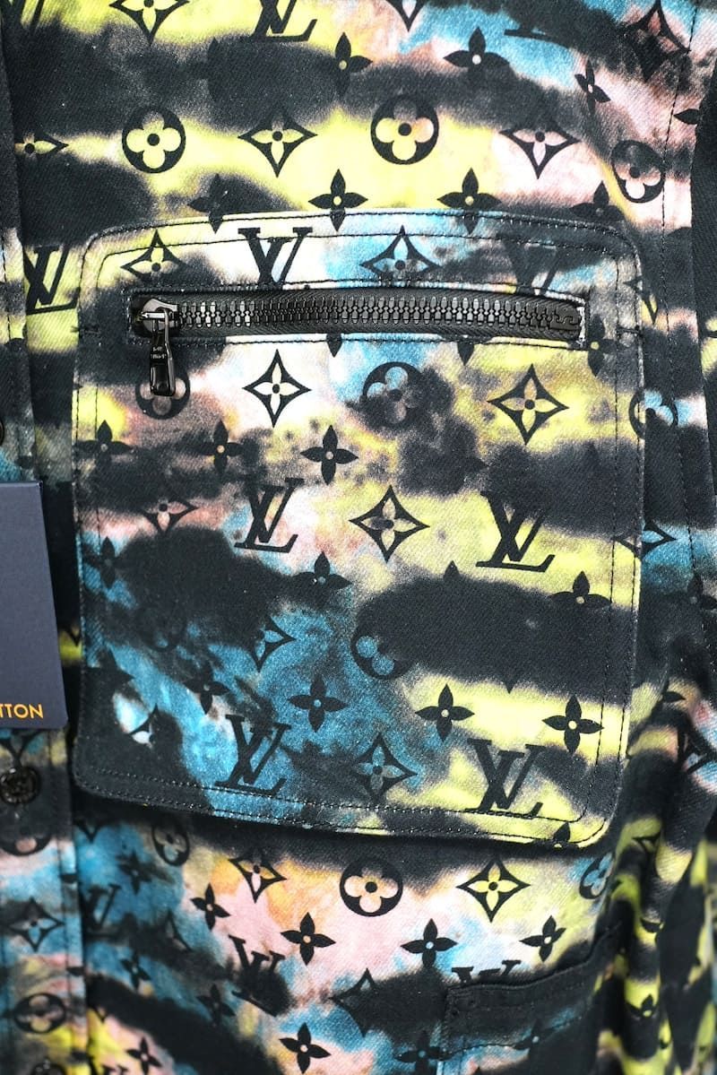 21AW LOUIS VUITTON Peinted Monogram Tie-Dyed Denim Shirt ルイ