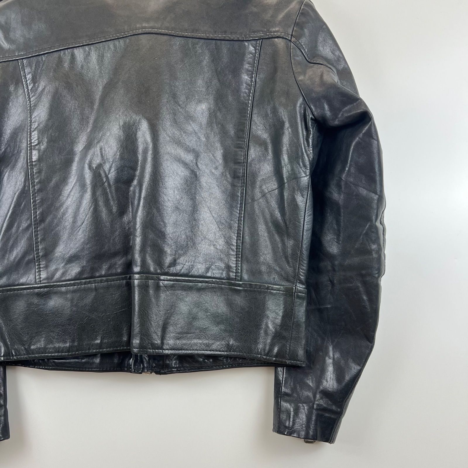 VINTAGE 80s VTG Leather double riders jacket LL XL ヴィンテージ