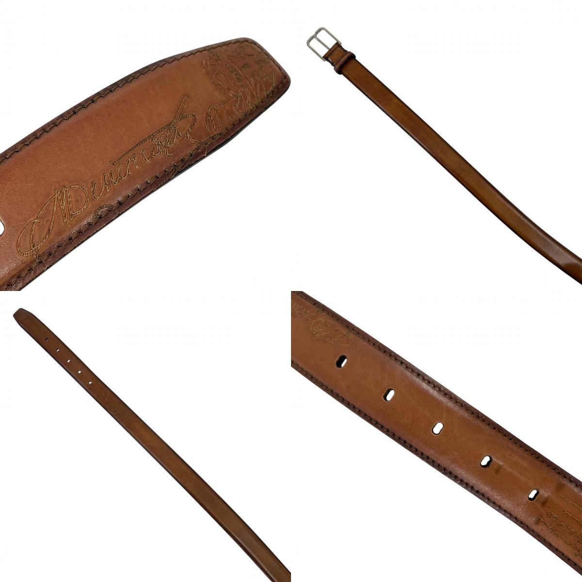 ベルルッティ　カリグラフィ　ブラウンレザー ベルト Berluti】ベルルッティ カリグラフィ ベルト レザー メンズ