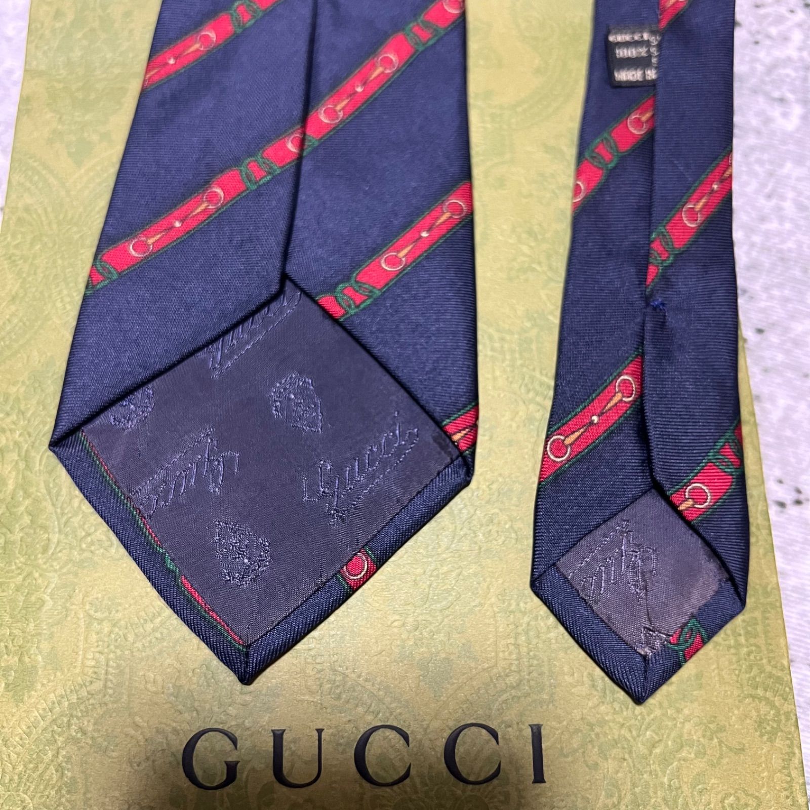 GUCCI グッチ ネクタイ ストライプ ホースビット レジメンタGG 