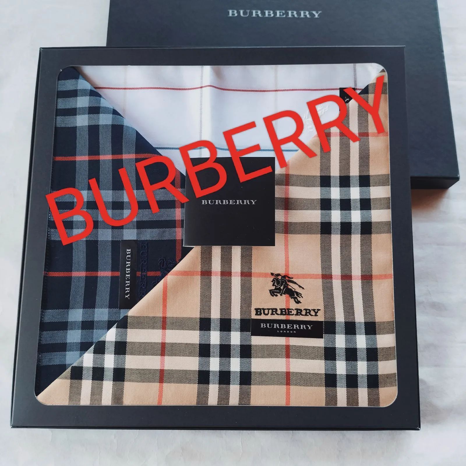 バーバリーハンカチ BURBERRYLONDONメンズハンカチセット 王道の