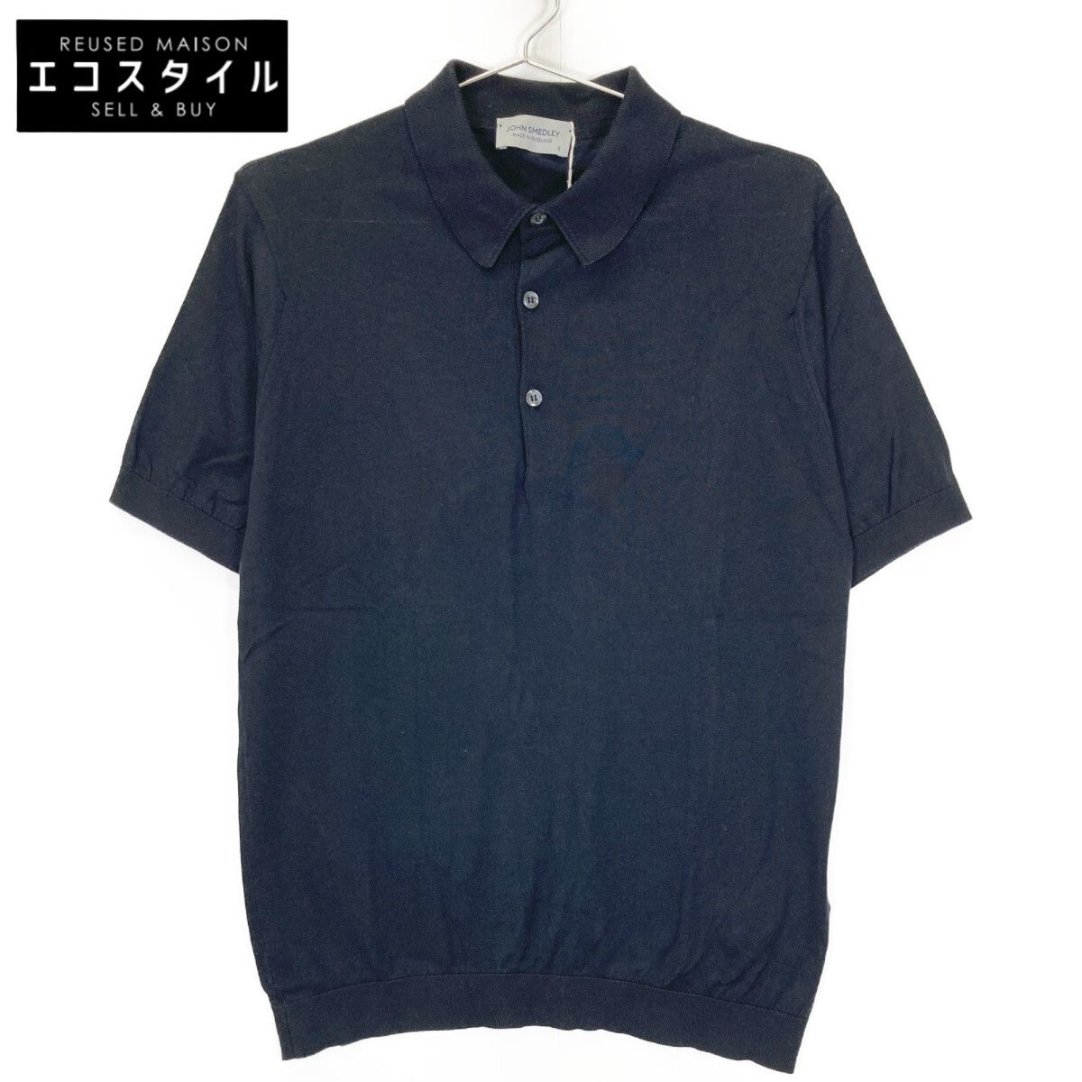 JOHN SMEDLEY KIERAN 30ゲージ コットン ニットポロ　色:黒 JOHN SMEDLEY（ジョンスメドレー）の「JOHN SMEDLEY / KIERAN 30