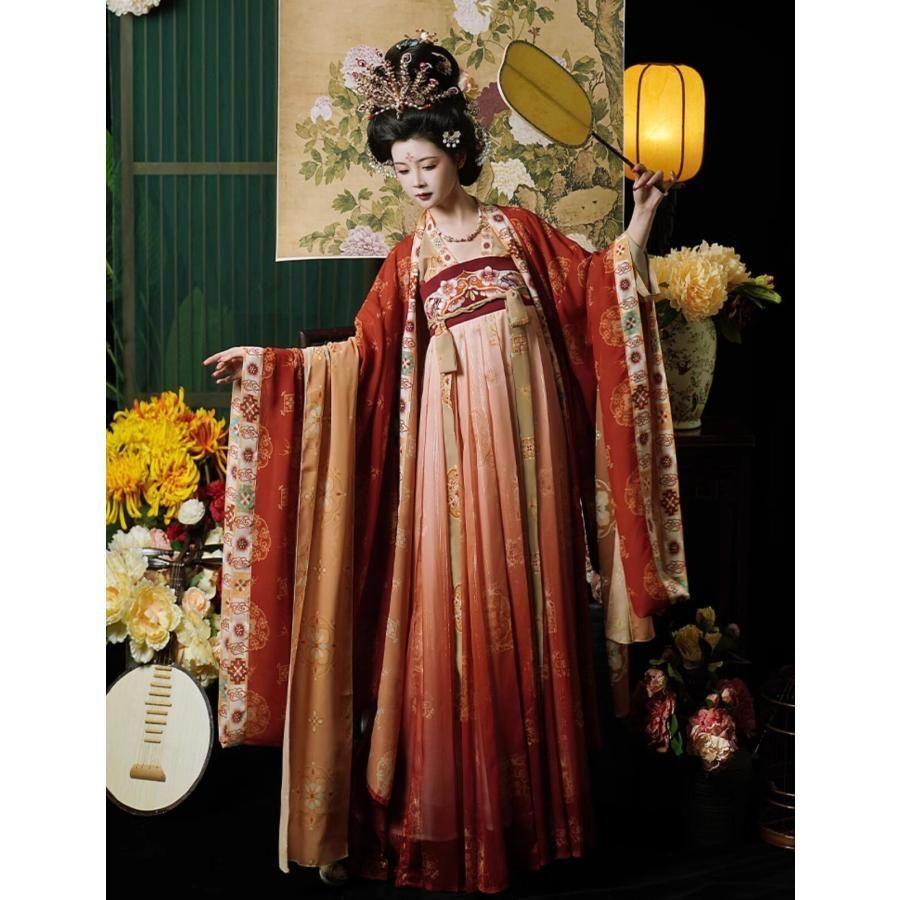 高品質 文化祭 漢唐古典チャイナ服 レディース 唐時代 豪華 宮廷 漢服 振袖羽織付き 豪華 中華衣裳 中国古代服装 華流 中華ドラマ 皇后 貴妃 コスチューム BJ1003ML03 ハロウィン
