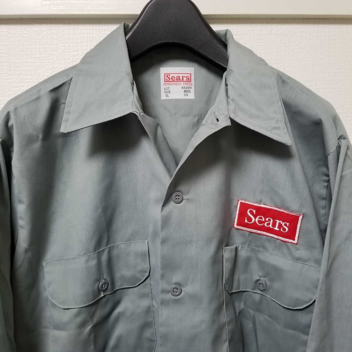 SEARS シアーズ ワッペン付き ワークシャツ 長袖シャツ メンズM