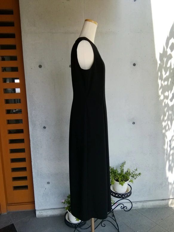 喪服 S 3L ブラックフォーマルノースリーブロングワンピース ドレスにもなるロング丈 127800 MAAHADDERANG_COM