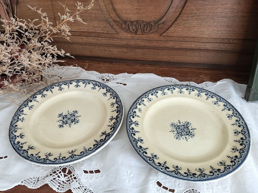 Clairefontaine フランスアンティーク 小鳥のプレート2枚set