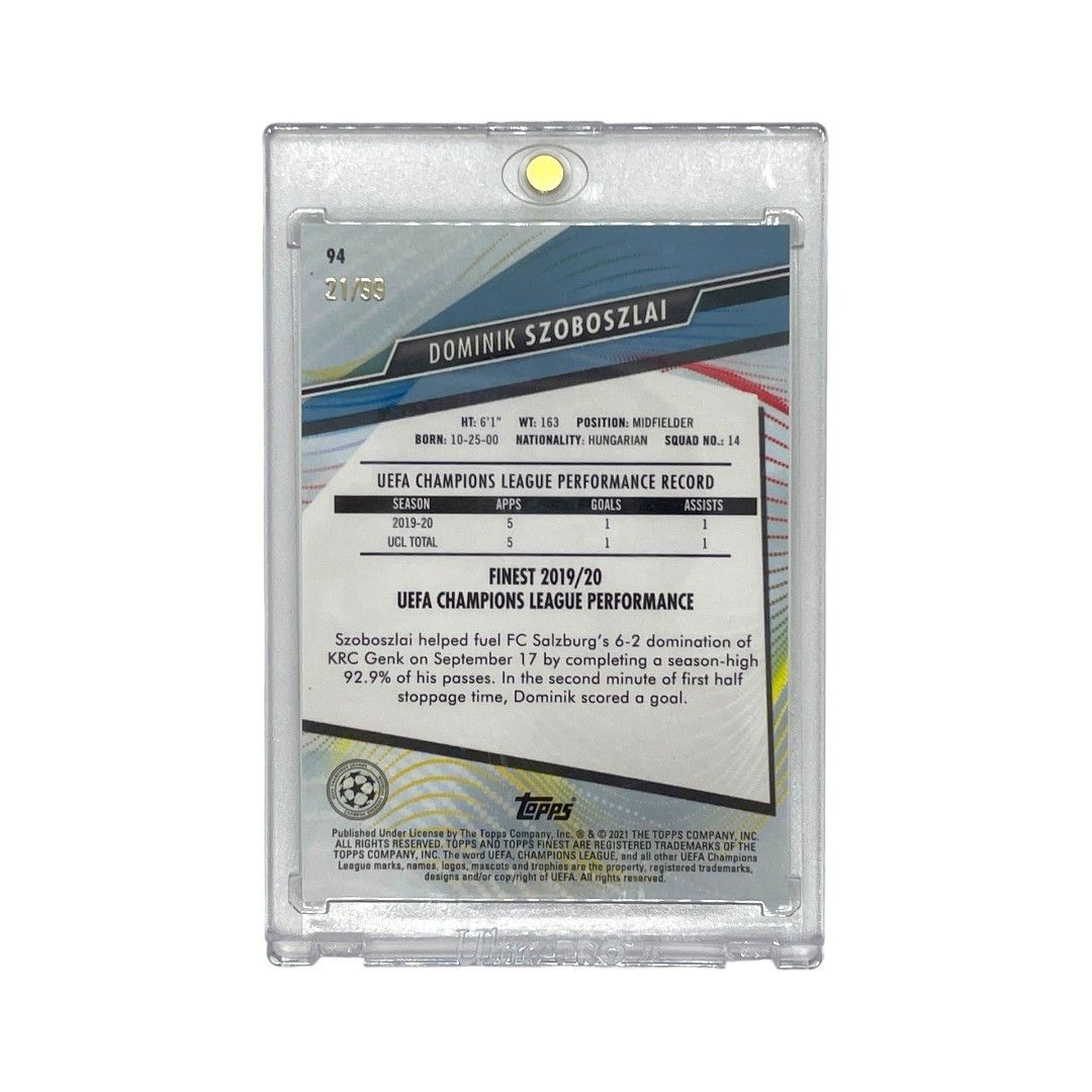TOPPS サッカーカード FINEST DOMINIK SZOBOSZLAI RED BULL SALZBURG 21/99 #94 送料無料 中古 IT1 TOPPS サッカーカード FINEST DOMINIK SZOBOSZLAI RED BULL