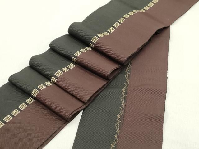 平和屋着物●男性 本場筑前博多織 両面 角帯 間道 正絹 DAAY0055ob