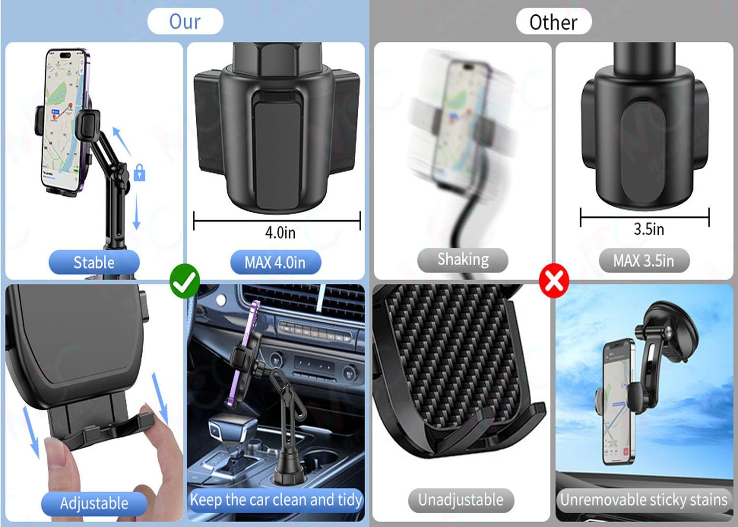 【人気商品】ネック調整 360度 伸縮アーム 回転 カップスタンド 車載 車用 携帯電話 携帯ホルダー 車 iPhone15/14/13/12/ 車 SE/11Pro/XR/Samsung スマホスタンド S20 カップホルダー / 車載ホルダー S10 ドリ