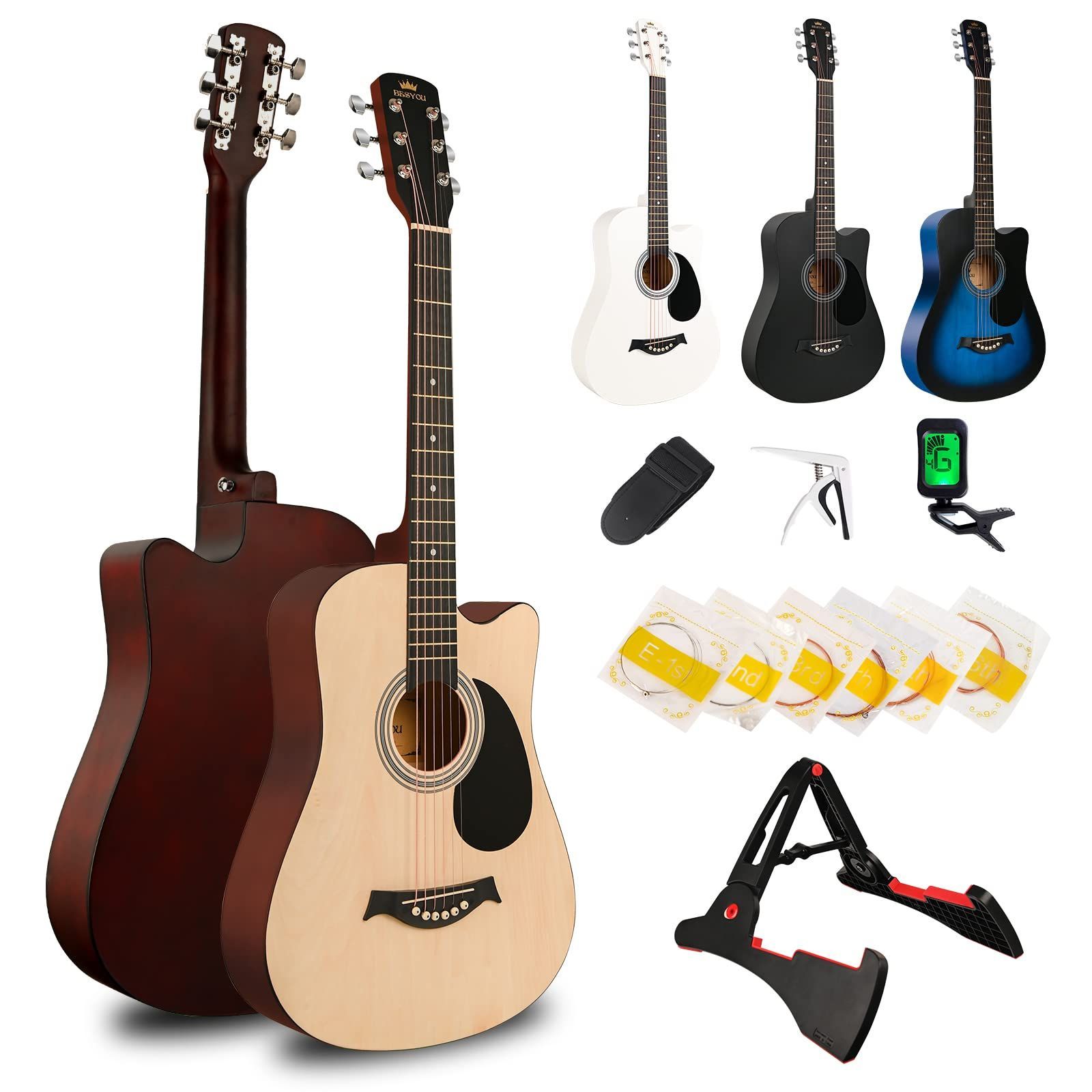 BESYOU ギター アコースティックギター 15点セット 38インチ BESYOU ギター アコースティックギター 15点セット 38インチ