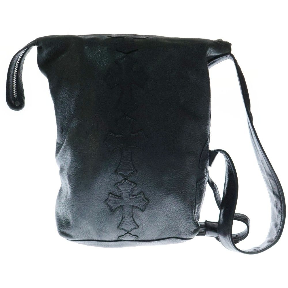 CHROME HEARTS クロムハーツ LELO SM レロ クロスパッチ付きレザーショルダーバッグ ブラック