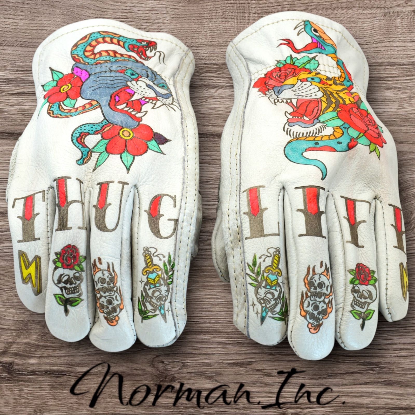 牛革 レザーグローブ ホワイト 白 アメリカン バイク ハーレー