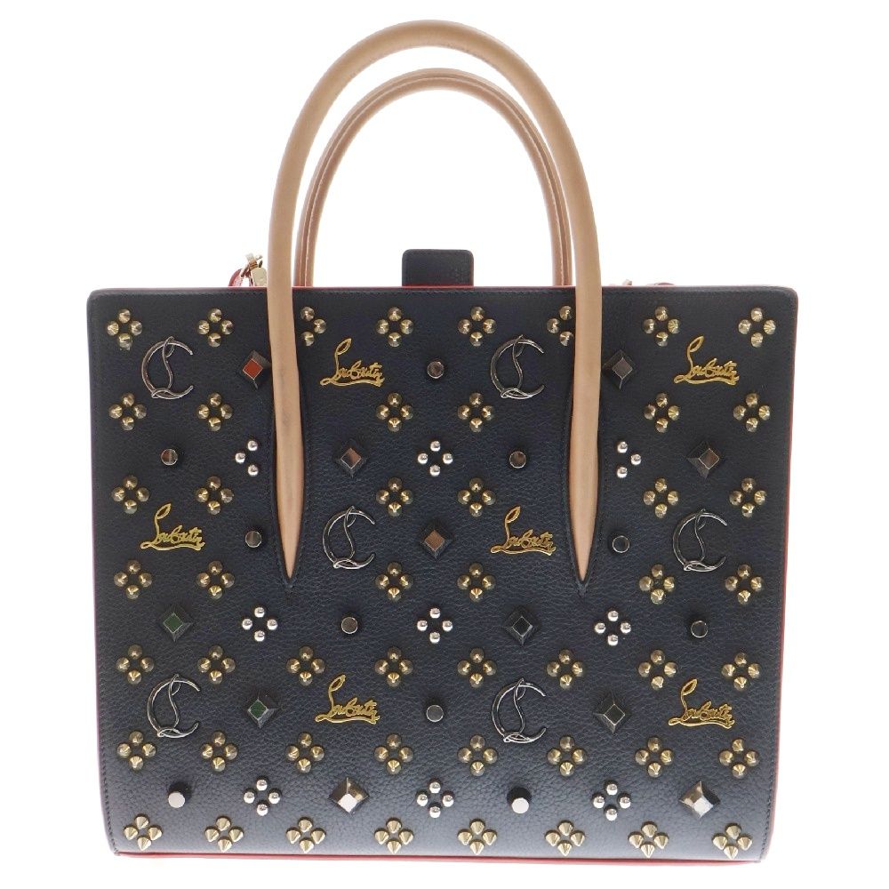 CHRISTIAN LOUBOUTIN (クリスチャンルブタン) PALOMA MEDIUM BAG パロマ ミディアム スタッズレザートートバッグ ブラック/レッド