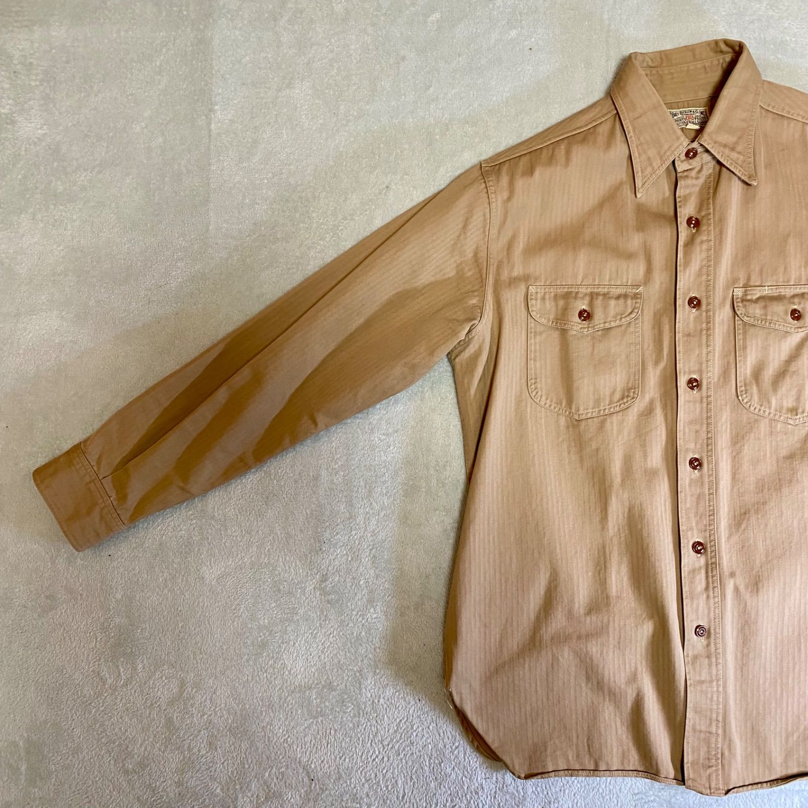 【✨美品】バズリクソンズ ワークシャツ ヘリンボーンストライプ L バズリクソンズ BR27159 ヘリンボーンツイル ワークシャツ